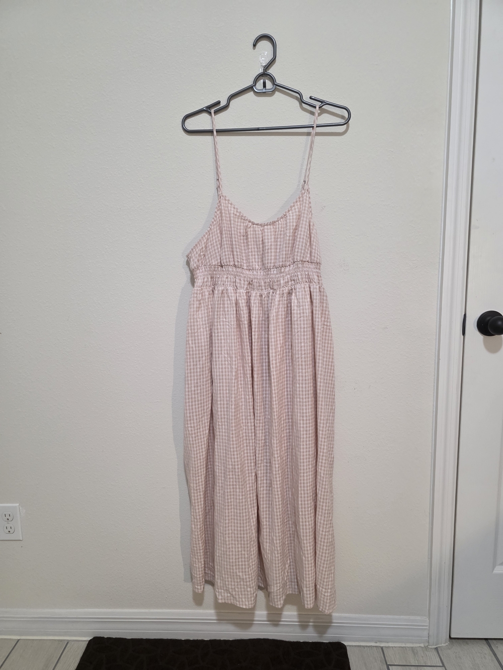 Treasure & Bond Pink Gingham Smocked-Waist Sundress